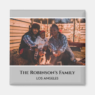 Personalized Photo in Grey Frame with Texts Magnet