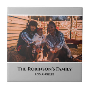 Personalized Photo in Grey Frame with Texts Tile