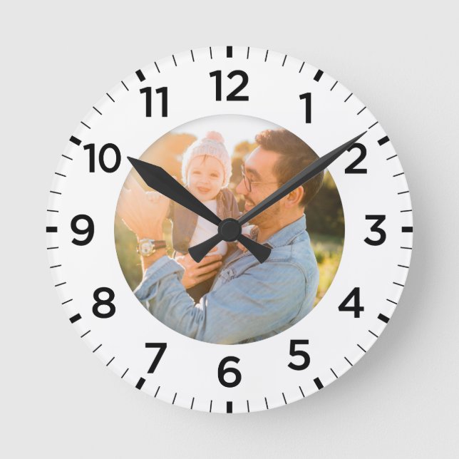 Personalized Photo Inlay White Round Clock (Front)