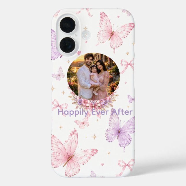 Personalized Photo iPhone 16 Case Butterfly (Back)