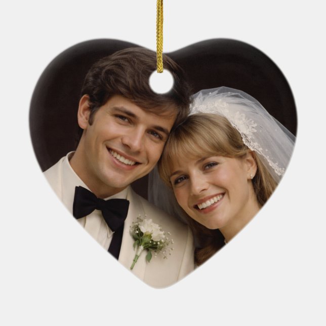 Personalized Photo Keepsake Unique Couple's Gift  Ceramic Ornament (Back)