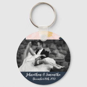 Personalized Photo Key Chain Baby Pink Cosmos on W