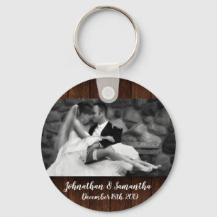 Personalized Photo Key Chain Barn Wood Country Rus