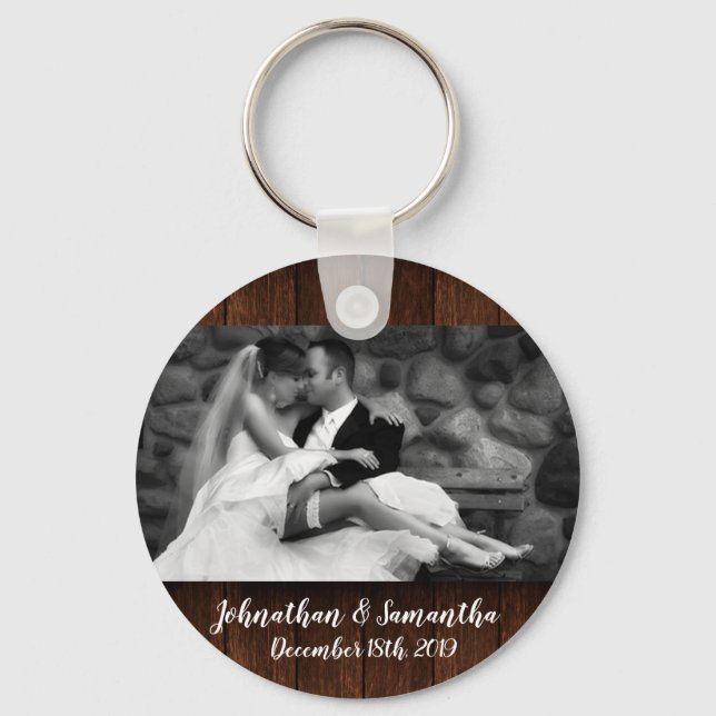 Personalized Photo Key Chain Barn Wood Country Rus (Front)