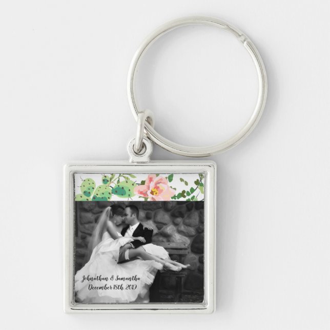 Personalized Photo Key Chain Bohemian Cactus Succu (Front)
