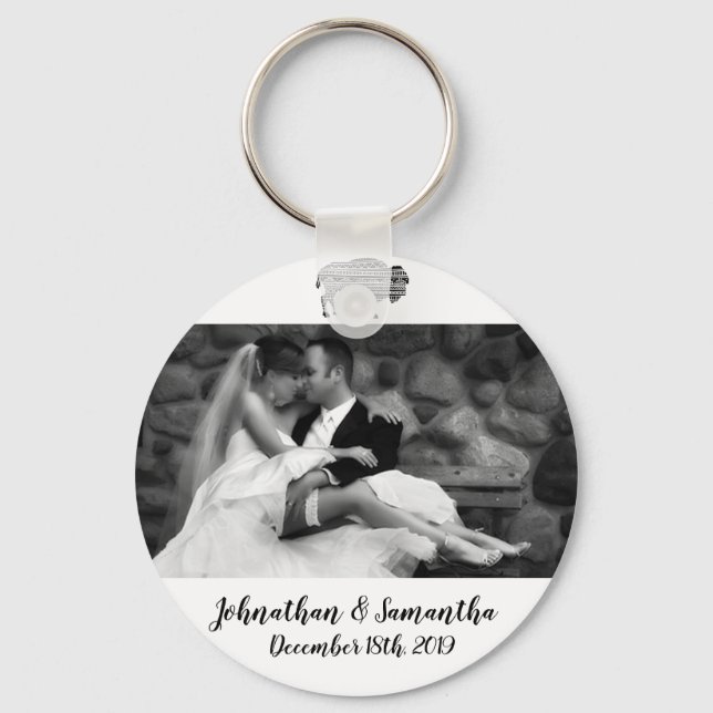 Personalized Photo Key Chain Boho Buffalo Tribal P (Front)