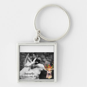 Personalized Photo Key Chain boho deer Buck Head B