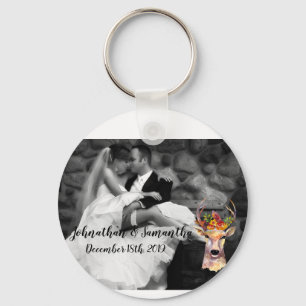 Personalized Photo Key Chain boho deer Buck Head B