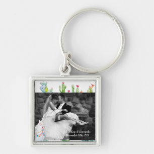 Personalized Photo Key Chain Boho Llama Bohemian C