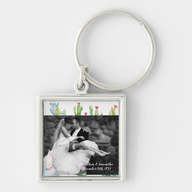 Personalized Photo Key Chain Boho Llama Bohemian C (Front)