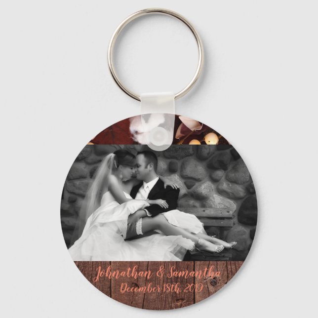 Personalized Photo Key Chain Cotton Branch on Dark (Front)
