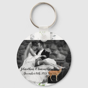 Personalized Photo Key Chain Deer Doe Buck Woodlan