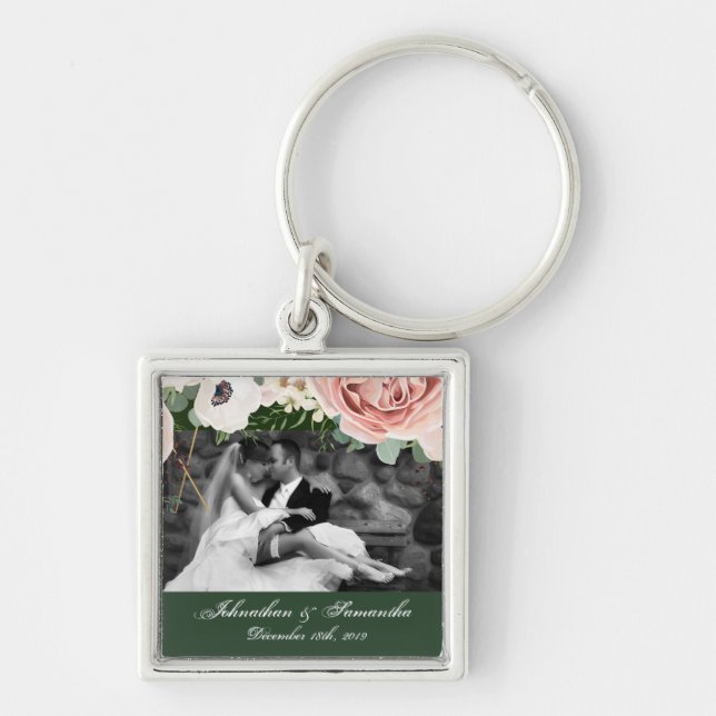 Personalized Photo Key Chain Geometric Garden Hunt (Front)