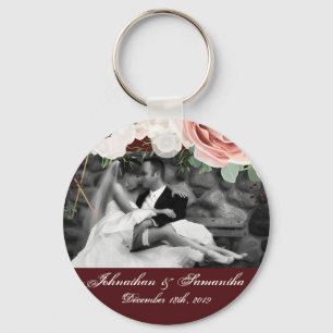 Personalized Photo Key Chain Geometric Garden Wine
