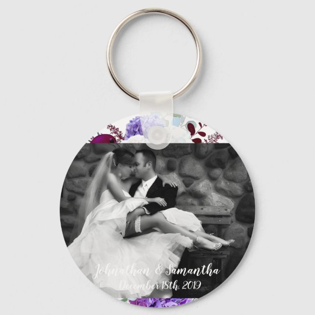 Personalized Photo Key Chain Lavender Hibiscus o (Front)
