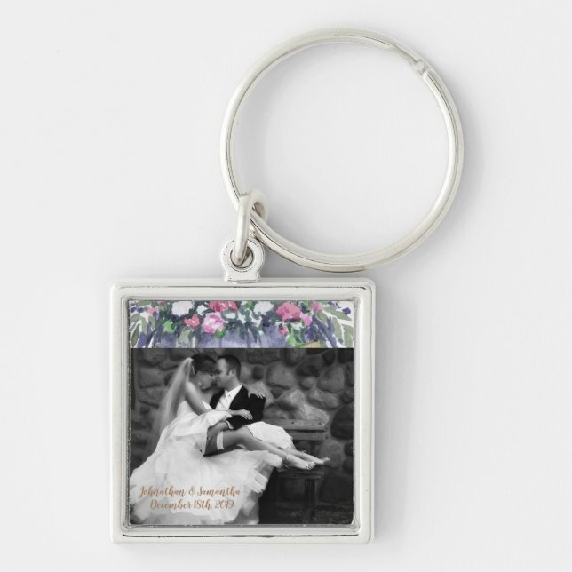 Personalized Photo Key Chain Summer Country Weddin (Front)