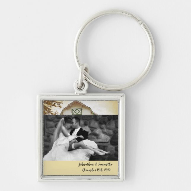 Personalized Photo Key Chain Sunset Barn Country R (Front)