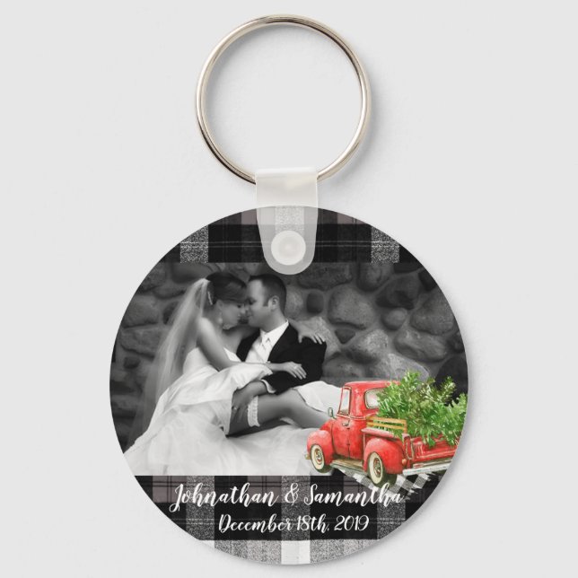 Personalized Photo Key Chain XMAS Truck Baffalo (Front)