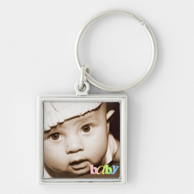 Personalized Photo Keychain "Baby" in Rainbow (Front)
