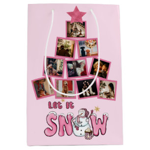 Personalized Photo Let it Snow Holiday Medium Gift Bag