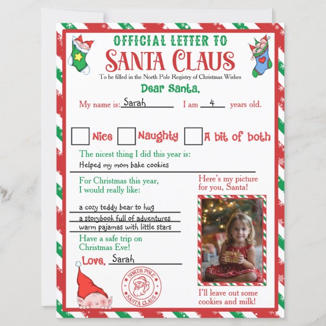 Personalized Photo Letter to Santa (Front)