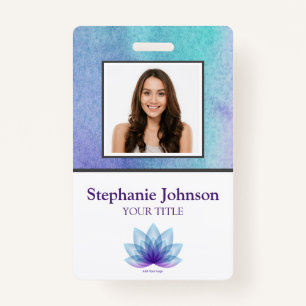 Personalized Photo Logo Bar Code Teal ID Company Badge