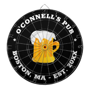 Personalized photo logo name est date sign black dartboard