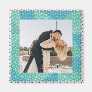 Personalized Photo Love Strawberry Frame Magnet