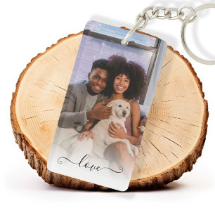 Personalized Photo Love Text Keychain