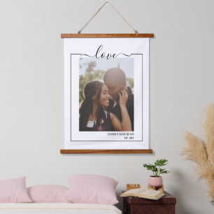 Personalized Photo Love Typography Hanging Tapestry