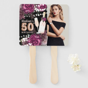 Personalized Photo Luxury 50th Birthday Hand Fan