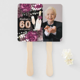 Personalized Photo Luxury 60th Birthday Hand Fan