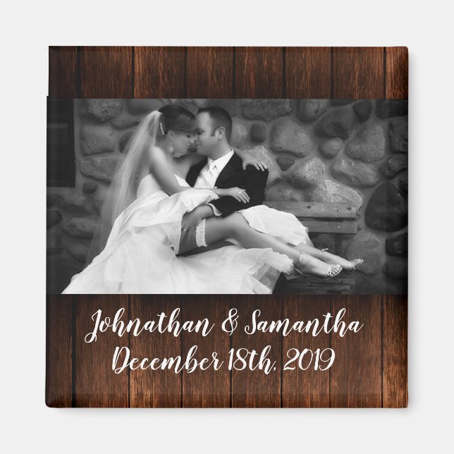 Personalized Photo Magnet Barn Wood Country Rustic (Front)