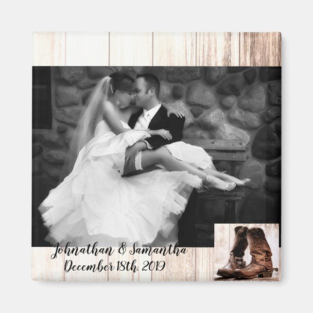 Personalized Photo Magnet boots country rustic (Front)