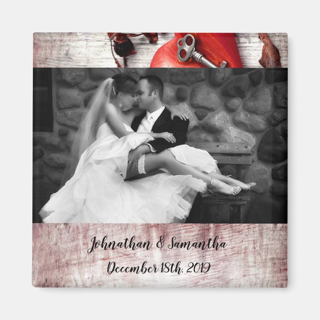 Personalized Photo Magnet Country Wood Key to my H (Front)