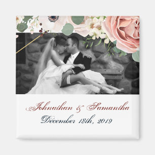 Personalized Photo Magnet Geometric Garden Rose
