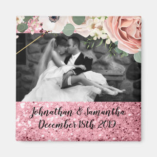 Personalized Photo Magnet Geometric Garden Rose