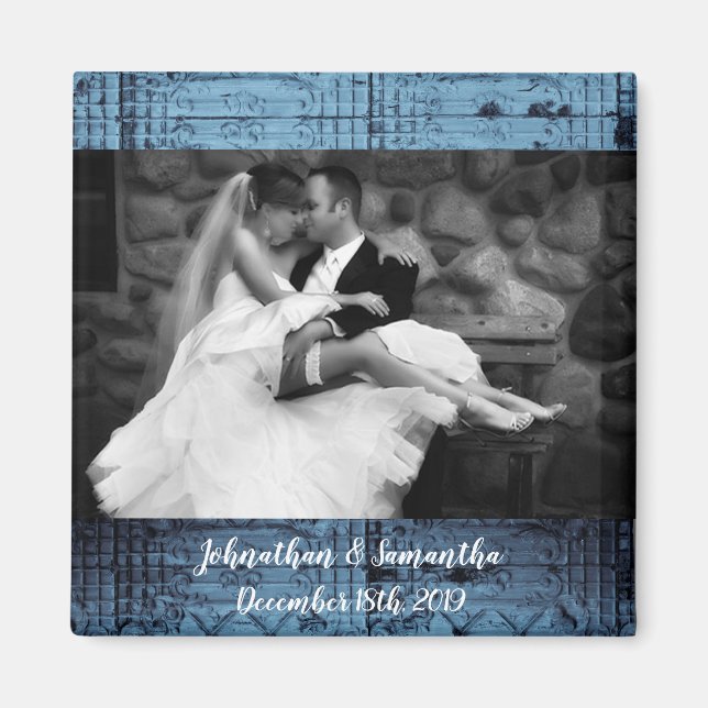 Personalized Photo Magnet Rustic Tin Panel Ceiling (Front)