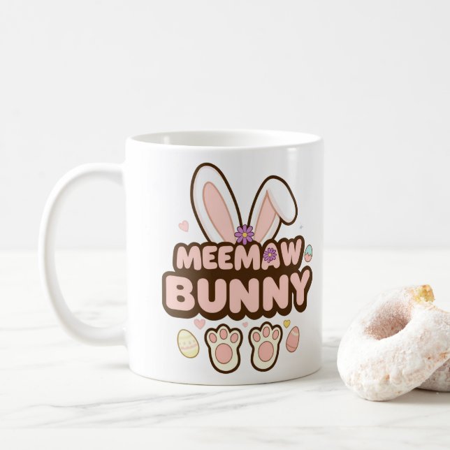 Personalized Photo "MeeMaw Bunny" Easter Coffee Mug (With Donut)