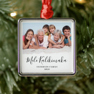 Personalized Photo Mele Kalikimaka Christmas Metal Ornament