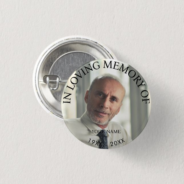 Personalized Photo Memorial 1 Inch Round Button (Front & Back)