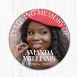 Personalized Photo Memorial 1 Inch Round Button<br><div class="desc">Personalized Photo Memorial button,  a simple,  chic and modern design with sophisticated serif font,  custom name,  date and photos,  for an elegant and sophisticated look. No minimum order.</div>