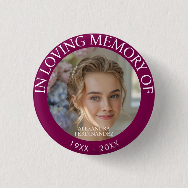 Personalized Photo Memorial 1 Inch Round Button (Front)