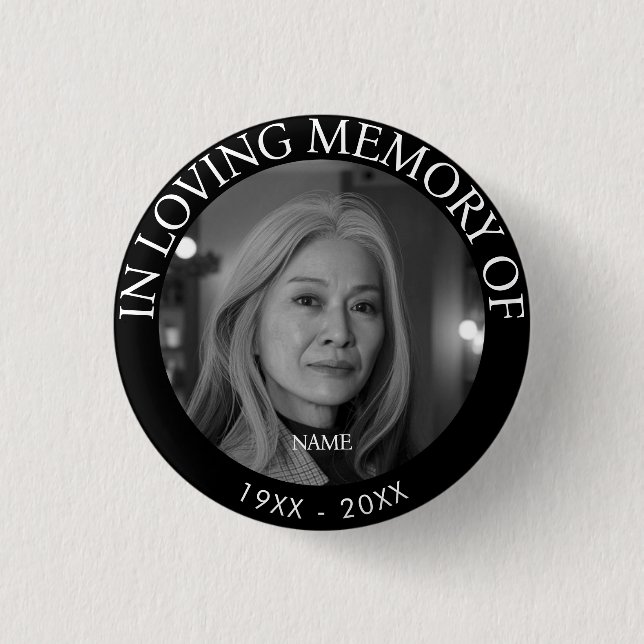 Personalized Photo Memorial 1 Inch Round Button (Front)