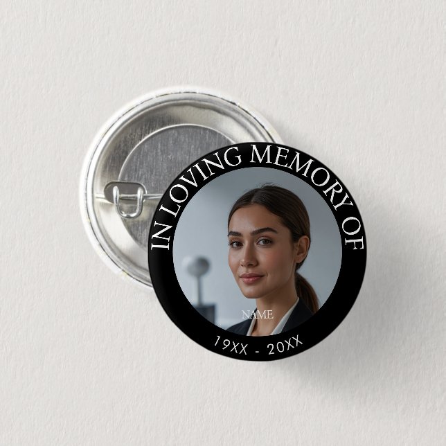 Personalized Photo Memorial 1 Inch Round Button (Front & Back)