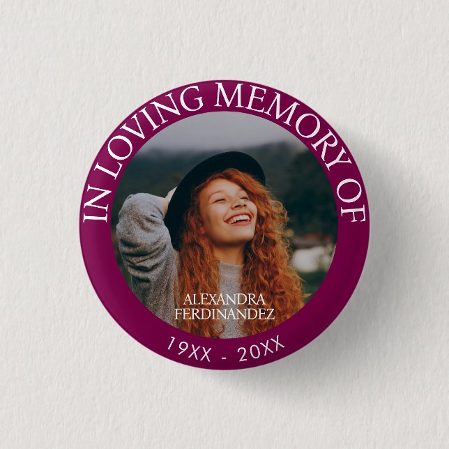 Personalized Photo Memorial 1 Inch Round Button (Front)