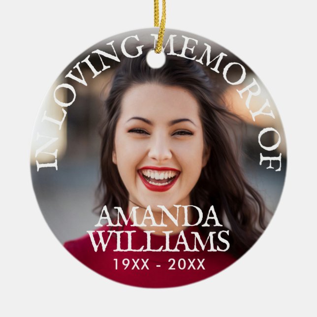 Personalized Photo Memorial Ceramic Ornament (Front)