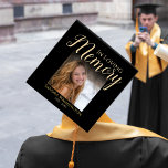 Personalized Photo Memorial Graduation Cap Topper<br><div class="desc">Funeral 'In loving memory' memorial graduation cap toppers will make the perfect tribute to your love one. Featuring the saying 'in loving memory' a photo, their name, and birth/death dates, over a black background. Font styles, size and colour can be changed by clicking on the customize further link after personalizing....</div>