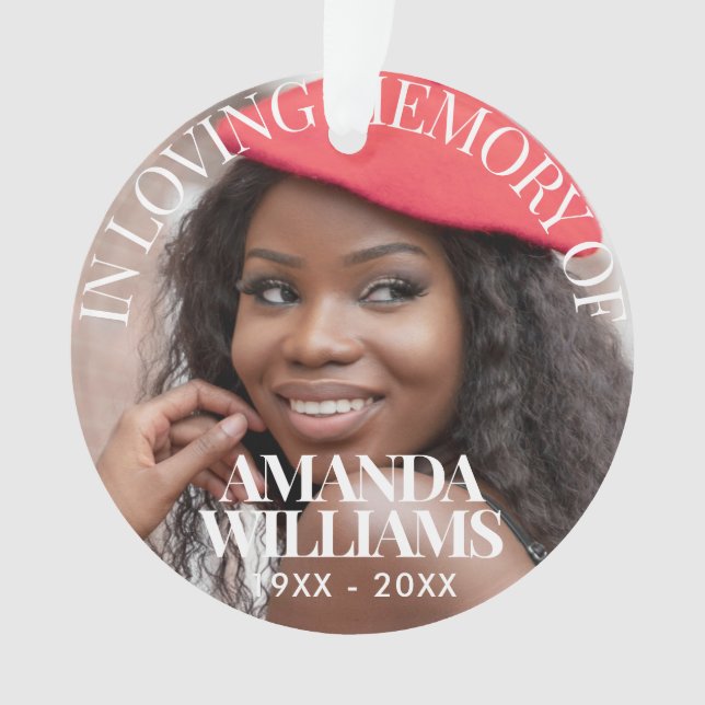 Personalized Photo Memorial red Ornament (Front)
