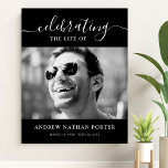 Personalized Photo Memorial Tribute Remembrance  Poster<br><div class="desc">Black custom photo and message for funeral or memorial service.</div>